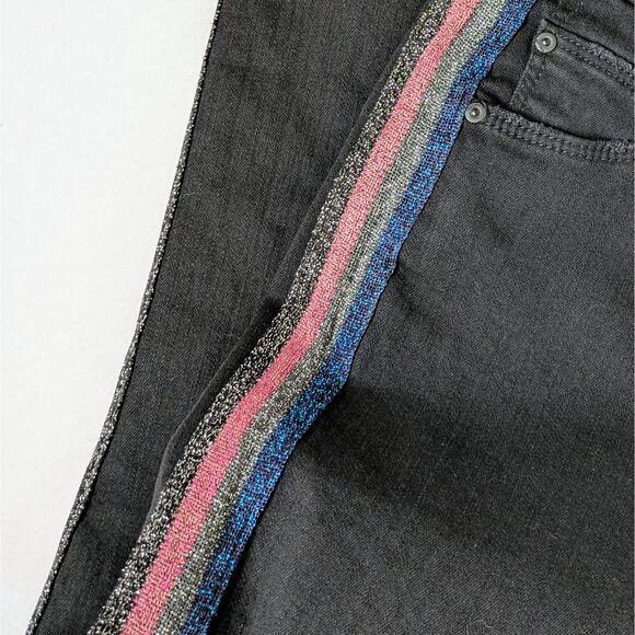 Mother Guilty Glitter Racer 24 Black Skinny Jeans Luxe Athleisure Street Style - Picture 4 of 12